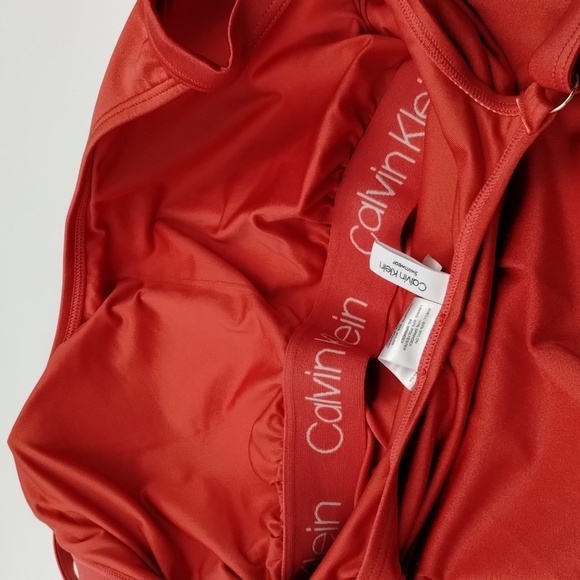 Calvin Klein swimwear women size 14 dark coral pleated on one side adj straps - Picture 7 of 7